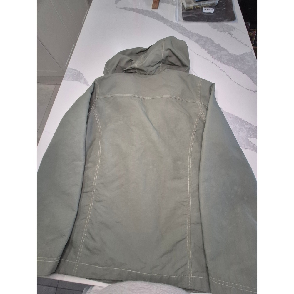 Eddie Bauer Womens Sage Green Hooded Utility Jacket Nylon Full Zip Large - Picture 7 of 9